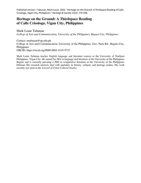 (PDF) Heritage on the Ground: A Thirdspace Reading .